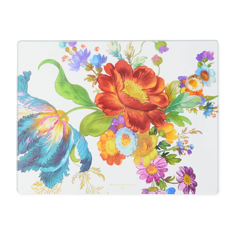 MacKenzie-Childs Flower Market Glass Cutting Board, Set Of 2