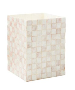 MacKenzie-Childs Rosy Check Capiz Waste Bin
