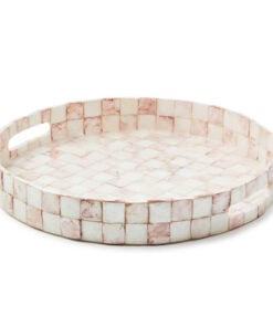 MacKenzie-Childs Rosy Check Capiz Round Tray