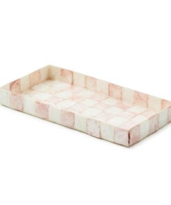 MacKenzie-Childs Rosy Check Capiz Vanity Tray