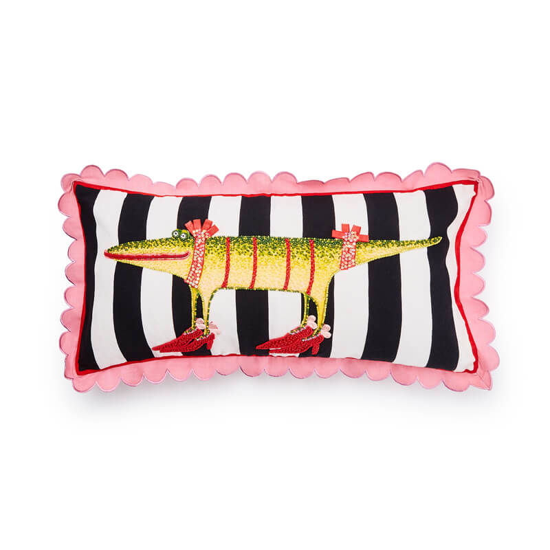 MacKenzie-Childs Patience Brewster Gloria Alligator Striped Lumbar Throw Pillow