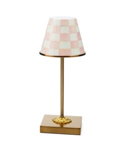 MacKenzie-Childs Rosy Check Led Rechargeable Cafe Table Lamp
