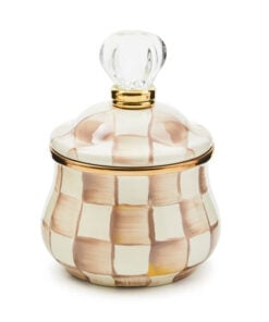 MacKenzie-Childs Mocha Check Lidded Sugar Bowl