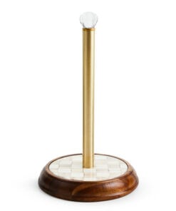 MacKenzie-Childs Mocha Check Wood Paper Towel Holder