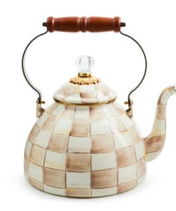 MacKenzie-Childs Mocha Check 3 Quart Tea Kettle