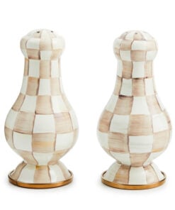 MacKenzie-Childs Mocha Check Large Salt & Pepper Shakers