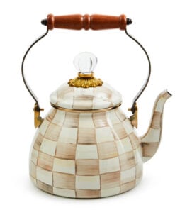 MacKenzie-Childs Mocha Check 2 Quart Tea Kettle