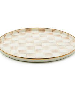MacKenzie-Childs Mocha Check Round Tray