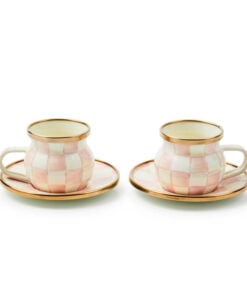MacKenzie-Childs Rosy Check Espresso Cup & Saucer Set