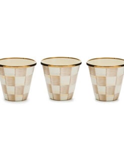 MacKenzie-Childs Mocha Check Herb Pots, Set Of 3