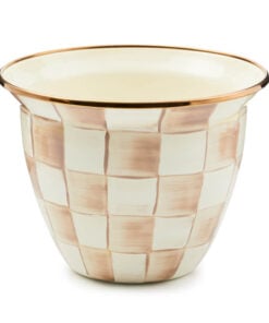 MacKenzie-Childs Mocha Check Large Flower Pot