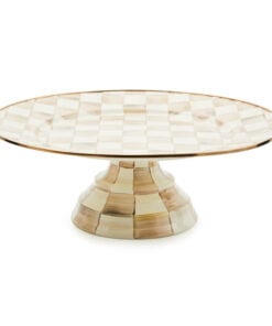 MacKenzie-Childs Mocha Check Large Pedestal Platter