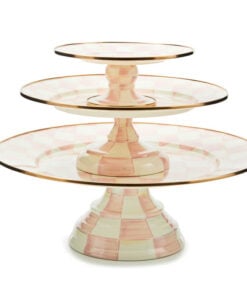 MacKenzie-Childs Rosy Check Small Pedestal Platter