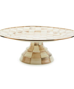 MacKenzie-Childs Mocha Check Small Pedestal Platter