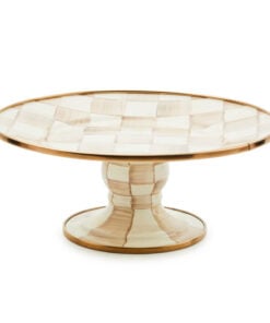 MacKenzie-Childs Mocha Check Mini Pedestal Platter