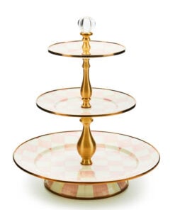 MacKenzie-Childs Rosy Check Three Tier Sweet Stand