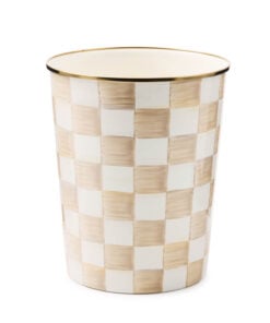 MacKenzie-Childs Mocha Check Waste Bin