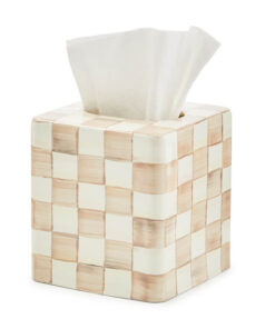 MacKenzie-Childs Mocha Check Boutique Tissue Box Cover