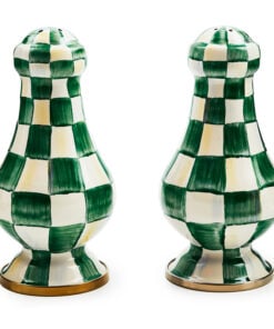 MacKenzie-Childs Emerald Check Large Salt & Pepper Shakers