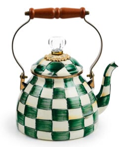 MacKenzie-Childs Emerald Check 2 Quart Tea Kettle