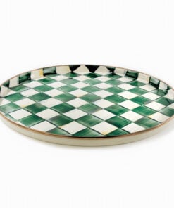 MacKenzie-Childs Emerald Check Round Tray