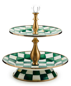 MacKenzie-Childs Emerald Check Two Tier Sweet Stand