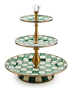 MacKenzie-Childs Emerald Check Three Tier Sweet Stand