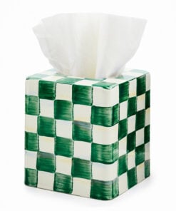 MacKenzie-Childs Emerald Check Boutique Tissue Box Cover