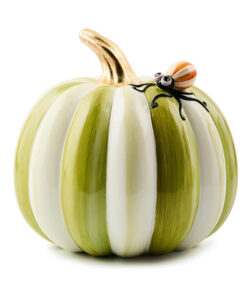 Mackenzie-Child's - Fergal's Friend Spider on Small Moss Stripe Pumpkin