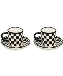 Mackenzie-Child's - Courtly Check Stoneware Espresso Cup & Saucer, Set of 2