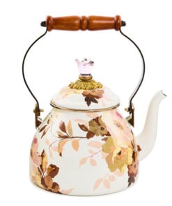 Mackenzie-Child's - Wild Rose White 2 Quart Tea Kettle