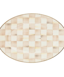 Mackenzie-Child's - Mocha Check Small Oval Platter