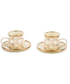 Mackenzie-Child's - Mocha Check Espresso Cup & Saucer Set