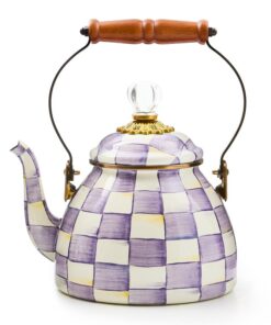 MacKenzie-Childs Violet Check 2 Quart Tea Kettle