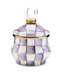 MacKenzie-Childs Violet Check Lidded Sugar Bowl