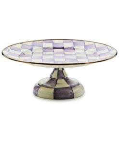 MacKenzie-Childs Violet Check Large Pedestal Platter