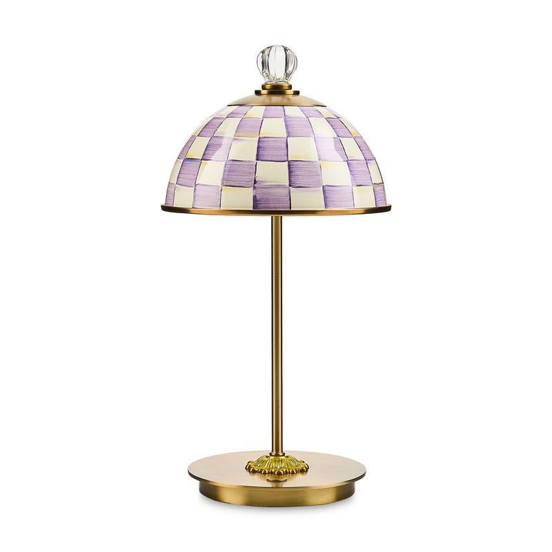 Mackenzie-Child's - Violet Check LED Rechargeable Dome Table Lamp