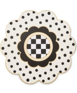 MacKenzie-Childs Bee Toile Round Scalloped Cork Back Placemats, Set Of 4