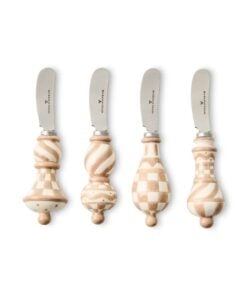 MacKenzie-Childs Mocha Check Party Spreaders, Set Of 4