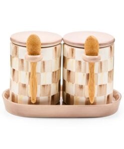 MacKenzie-Childs Mocha Check Farmhouse Canister, Set Of 2