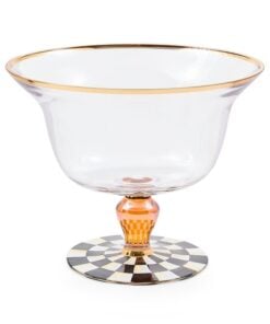 MacKenzie-Childs Courtly Check Glass Pedestal Bowl