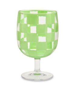 MacKenzie-Childs Green Check Acrylic Water Goblets, Set Of 4