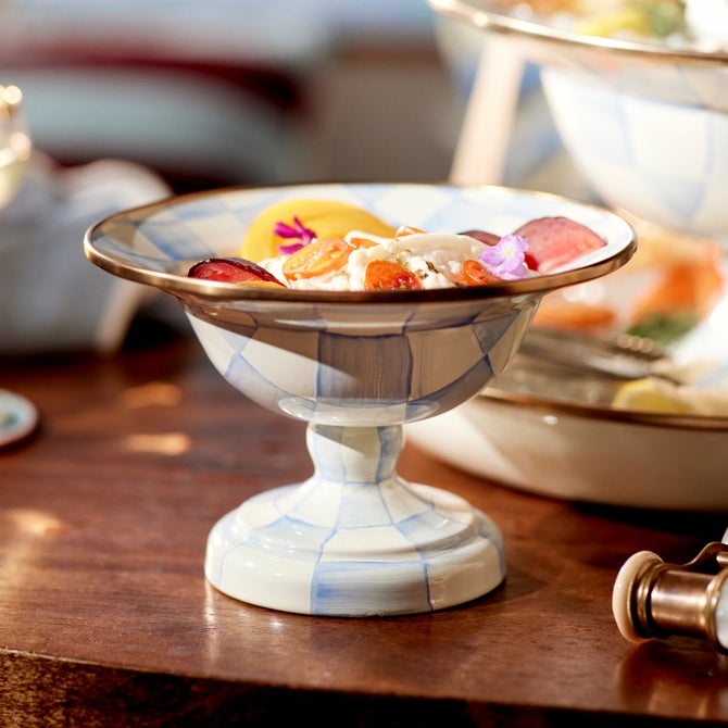 MacKenzie-Childs Sky Check Small Compote - Image 2