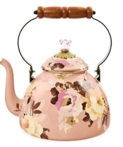 MacKenzie-Childs Wild Rose Mauve 3 Quart Tea Kettle