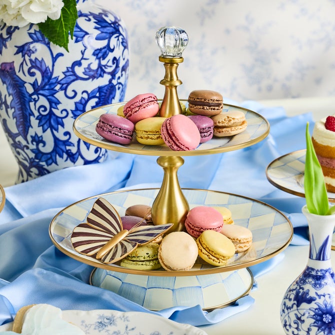 MacKenzie-Childs Sky Check Two Tier Sweet Stand - Image 2