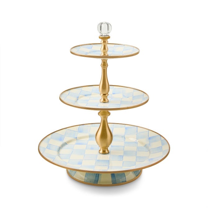 MacKenzie-Childs Sky Check Three Tier Sweet Stand