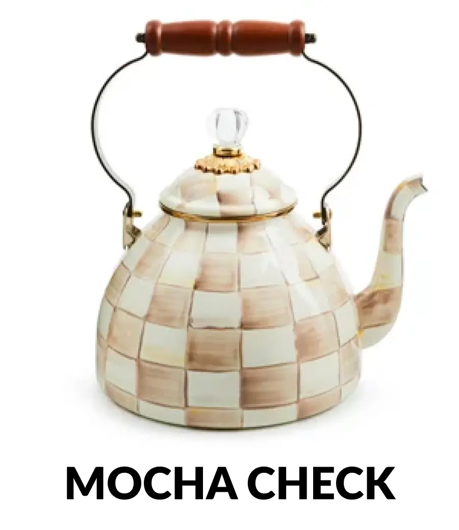 Mocha Check Enamel Kettle