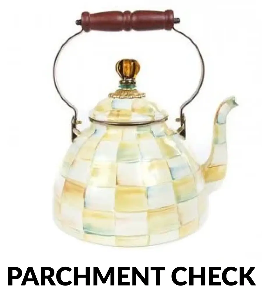 Parchment Check Enamel Kettle