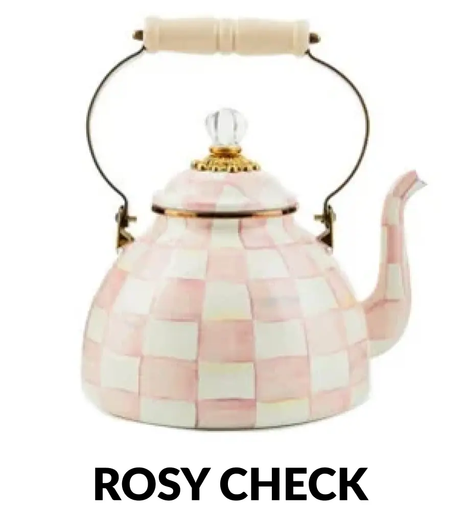 Rosy Check Enamel Kettle