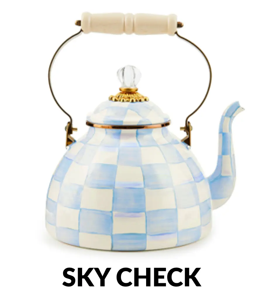 Sky Check Enamel Kettle
